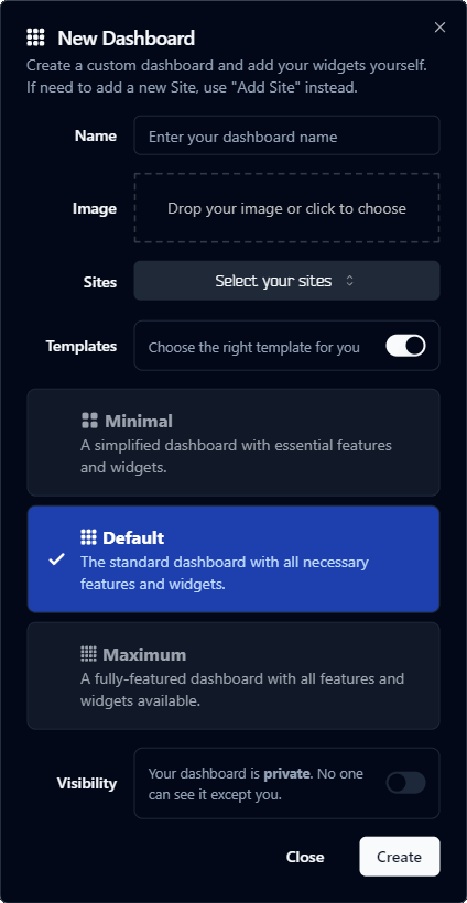 Add a new dashboard menu