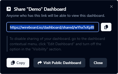 Share the URL of your dashboard